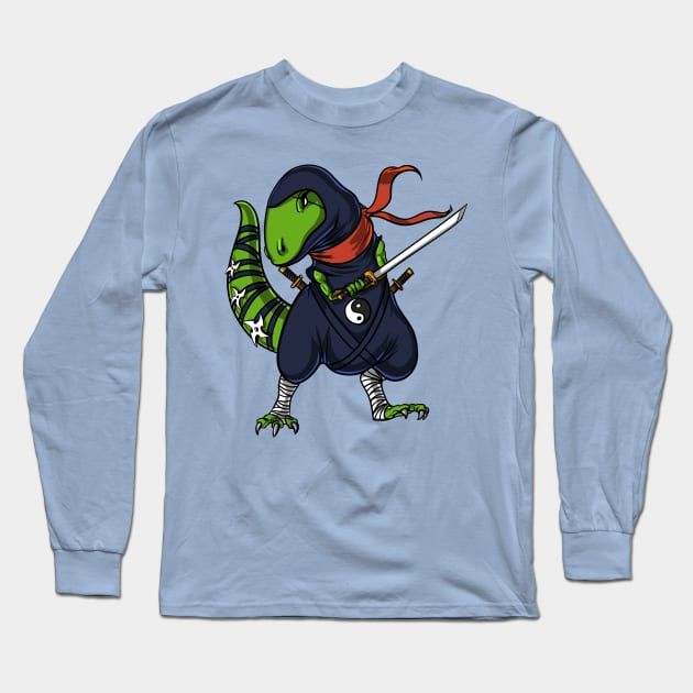 T-Rex Dinosaur Ninja Samurai Long Sleeve T-Shirt by underheaven